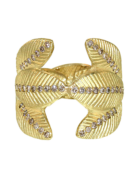 Diamond Gold Lotus Ring