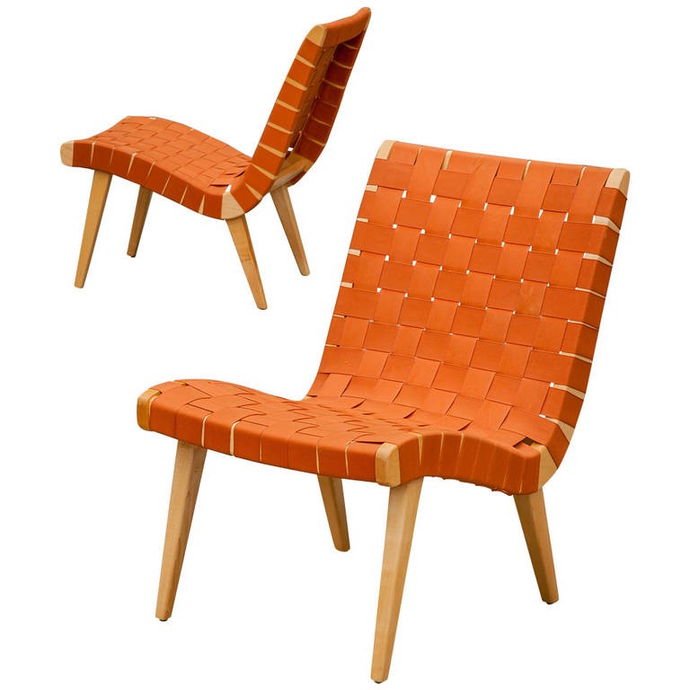 Jens Risom Pair of Webbed Lounge Chairs