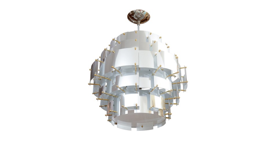 stainless steel-and-Lucite ceiling fixture