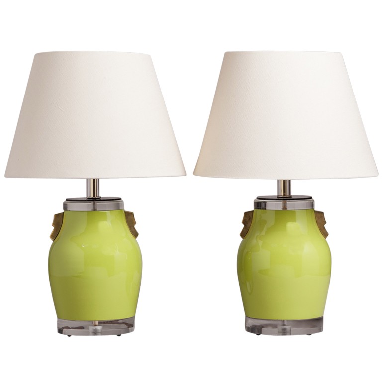 Pair of ceramic table lamps, 1970s, offered by Talisman