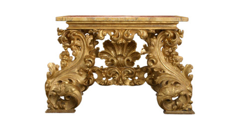 Italian giltwood console table, 17th century, offered by H.M. Luther