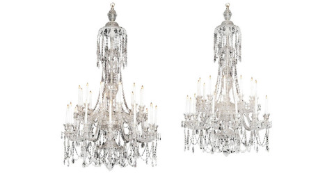 Pair of Perry and Co. George III–style cut-crystal chandeliers, ca. 1870