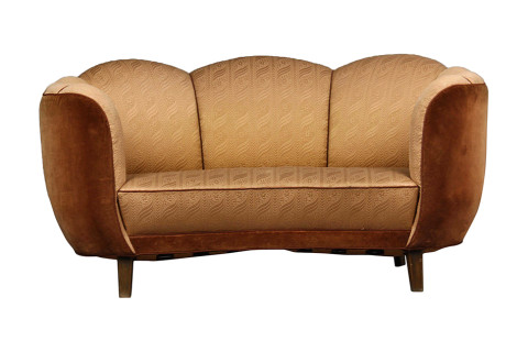 Swedish curved sofa, ca. 1925, offered by Virtanen Antiques