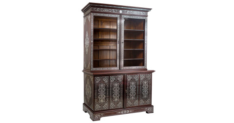 Pewter-inlaid rosewood bookcase, ca.1860, offered by Guinevere Antiques