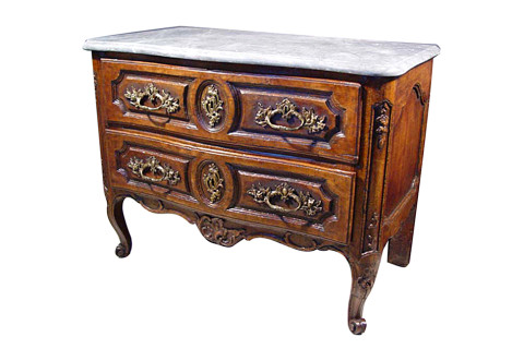 Louis XV walnut commode, ca. 1750, offered by the Country Trader