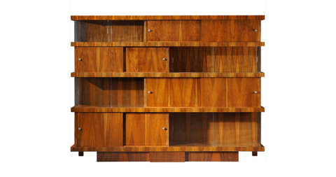 Jacques Adnet bookcase, ca. 1933, offered by Galerie Plaisance