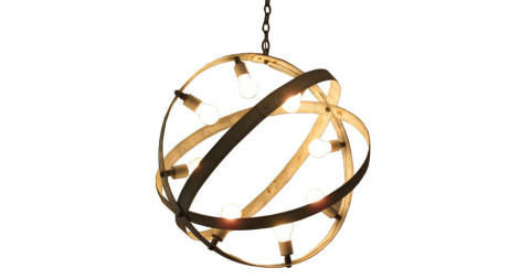 Metal armillary chandelier, 20th century, offered by Outside Downtown