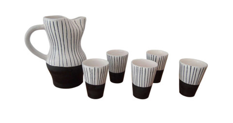 Jacques Innocenti Vallauris ceramic drinking set, 1950s, offered by Galerie Sandy Toupenet