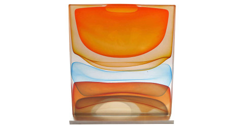 <i>Infusion block in Orange, Gold, Blue and Cherry</i>, 2014, by Jamie Harris