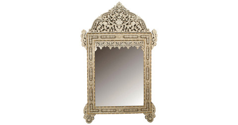 Pearl-inlaid Syrian wall mirror, 20th century, offered by Newel