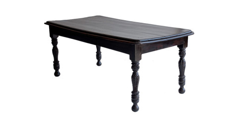 Anglo-Indian solid ebony dining table/desk, late 19th century, offered by Tod Donobedian