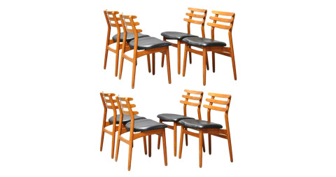 Set of eight Poul Volther oak dining chairs, 1950s, offered by Arenskjold