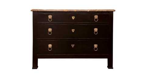 Ebonized French consulat chest of drawers