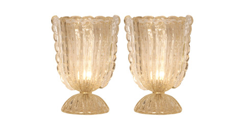 Pair of Venini Murano glass lamps, 1980s