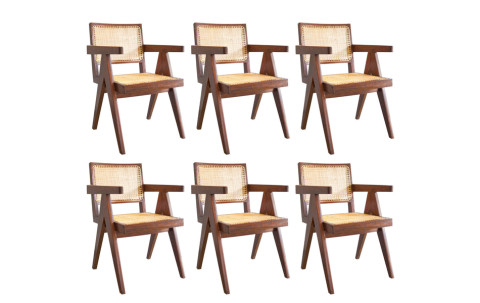 Set of six Pierre Jeanneret Office armchairs, 1950s, offered by ASH NYC