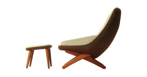 Illum Wikkelsoe lounge chair and ottoman, 1950s