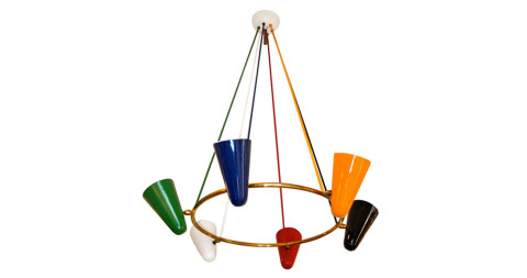 Italian hoop suspension chandelier by Stilnovo, 1950s, offered by BG Galleries