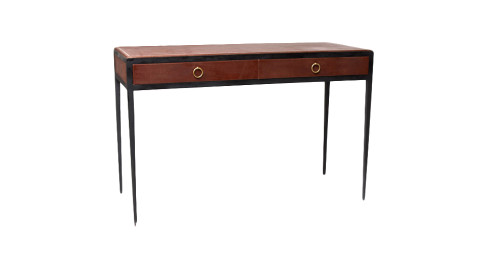 Desk in iron, leather and oak, early 1940s, by Jean-Michel Frank, offered by BAC