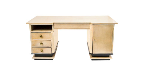 French Art Deco vellum desk by Jauvert & Alet, ca. 1940, offered by Guinevere
