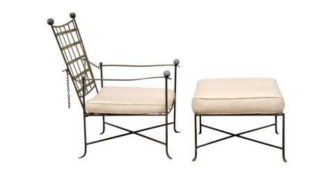 Mario Papperzini for Salterini patio lounge chair and ottoman, ca. 1950, offered by Blend Interiors