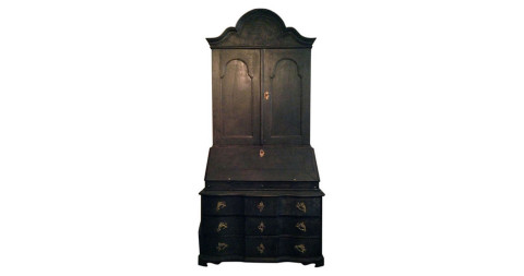 Black-painted Swedish baroque secretary, 1680–1750, offered by Laserow