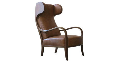 Frits Henningsen wingback chair, 1940s, offered by Vance