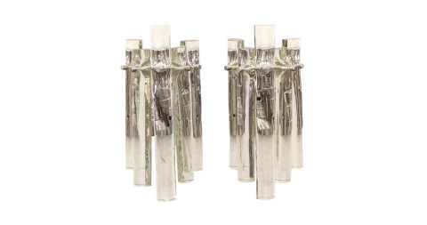 Pair of Kinkeldey Ice Stick Crystal Wall Sconces, offered by Flessas Design