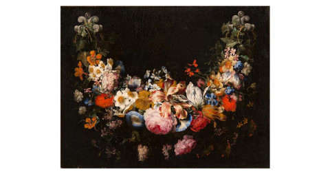 <i>A Garland of Flowers,</i> by Gaspar Pieter Verbruggen, offered by Darnley Fine Art