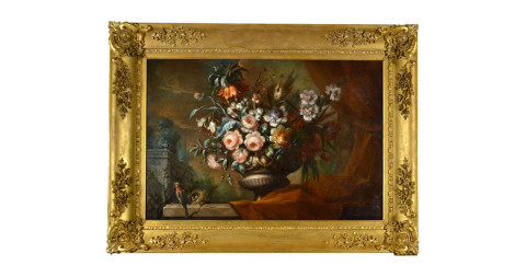 Still life of flowers by Jacob Van Huysum, 18th century, offered by the Cider House Galleries
