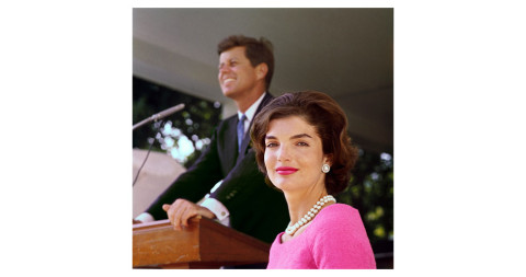 <i>Jacqueline Kennedy in Pink Dress,</i> by Mark Shaw, offered by Liz O'Brien
