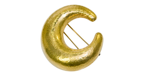 Tiffany & Co. 18K Hammered Brooch  by Paloma Picasso, 1970s, offered by N. Green & Sons