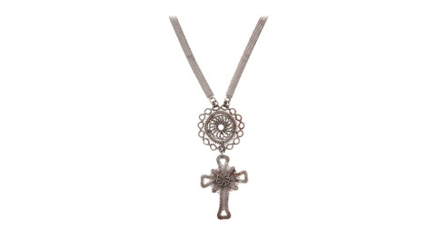 Georgian Silesian wirework medallion and cross necklace, ca. 1815, offered by Glorious Antique Jewelry