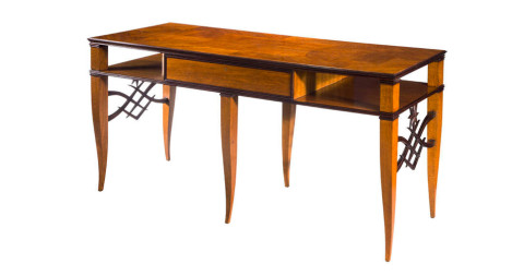 Italian Walnut and Ebonized Library Console Table, ca. 1939, offered by H.M. Luther, Inc.
