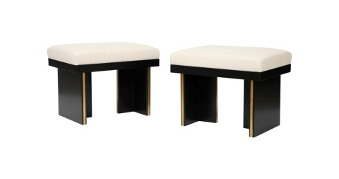 Pair of Art Deco–style stools, 1970s, offered by Marie Battaglini Gallery New York