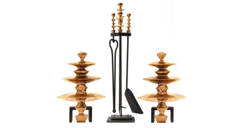 Giacometti andiron set, 1950s, offered by Wyeth