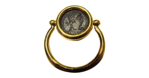 Ancient-coin flip ring, offered by Patti Esbia
