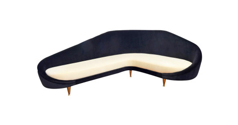 Italian curved sofa, 1950s, offered by Anna Maria Consadori Arte Antiquariato Design