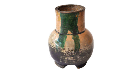 Japanese Oribe vase, Edo period, offered by Michael Del Piero Good Design