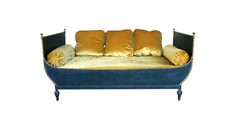 Sleigh bed, 1900, offered by 145 Antiques
