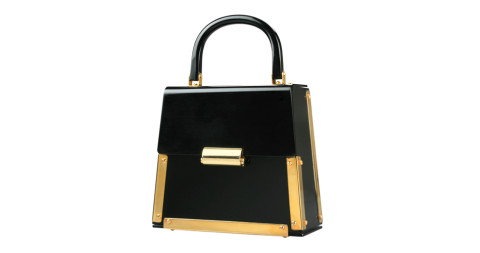 Architectural black lucite handbag, offered by Douglas Rosin