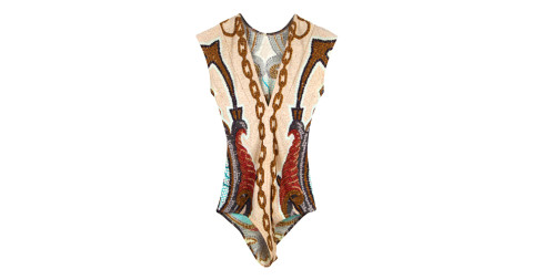 Hermès Provence swimsuit with a Hugo Grygkar print, 1980s, offered by Opherty & Ciocci