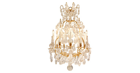 Louis XV–period rock-crystal and ormolu chandelier, mid-18th century, offered by Cedric Dupont Antiques