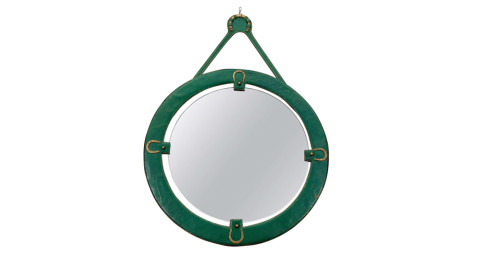 Jacques Adnet equestrian mirror, 1950s, offered by Pascal Boyer Gallery