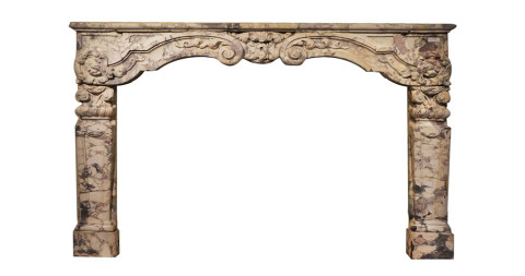 The provenance of this dramatic <u>late-17th-century Dutch fireplace</u>, carved out of violet breche marble and offered by Willem Schermerhorn, can be traced back to a house in The Hague.