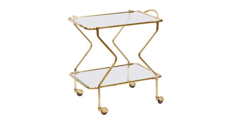 Brass bar cart, ca. 1950, offered by Area iD