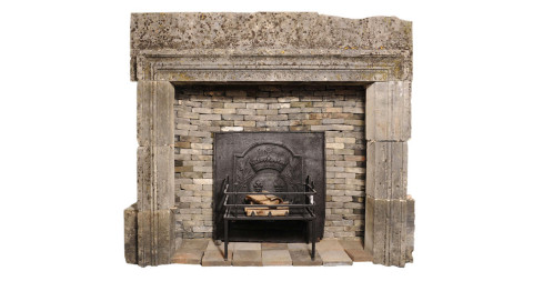 18th-Century Fireplace with Limestone Molding