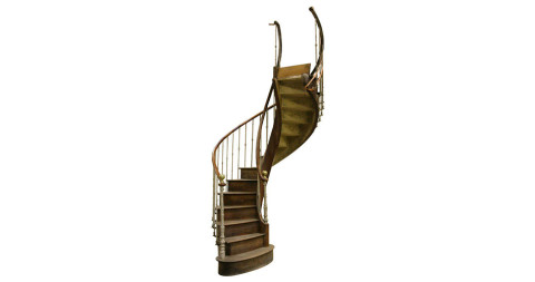 Antique Walnut Spiral Staircase