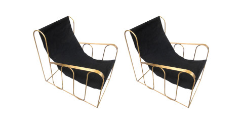 Pair of lounge chairs in the style of Jean Royère, mid-20th century, offered by Thomas Gallery