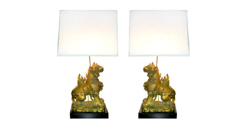 Pair of Mid-Century James Mont Foo Dog Lamps