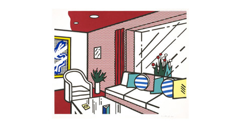 <em>Living Room</em>, 1990, by Roy Lichtenstein, offered by Susan Sheehan Gallery